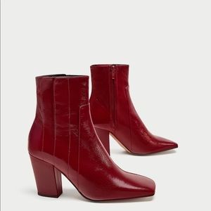 Leather high heel ankle boots